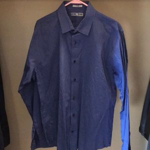 dark blue with stripes fitted express dress shirt